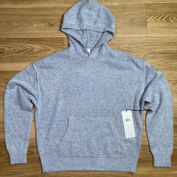 ALO Yoga Sweaters - Alo Yoga Cashmere Hoodie Women’s Small Celestial Blue Granite Heather NWT